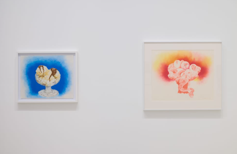 Nancy Buchanan, “American Dreams #3: Sweet Dreams” (1981) (esquerda) e “American Dreams #4” (1982), pastel e lápis sobre papel.
